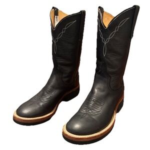 Anderson Bean Black Leather‎ Cowboy Boots Men's Size 6 Made in USA Western